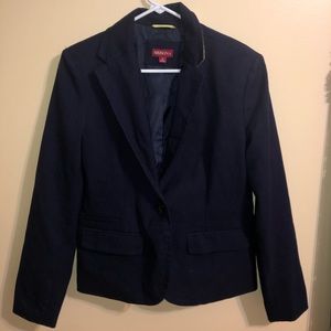 Navy blue blazer with a Green Accent